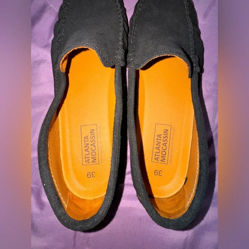 Atlanta Mocassin Black Nubuck Driving Loafers men's EU 39 US 6 women 8-8.5
